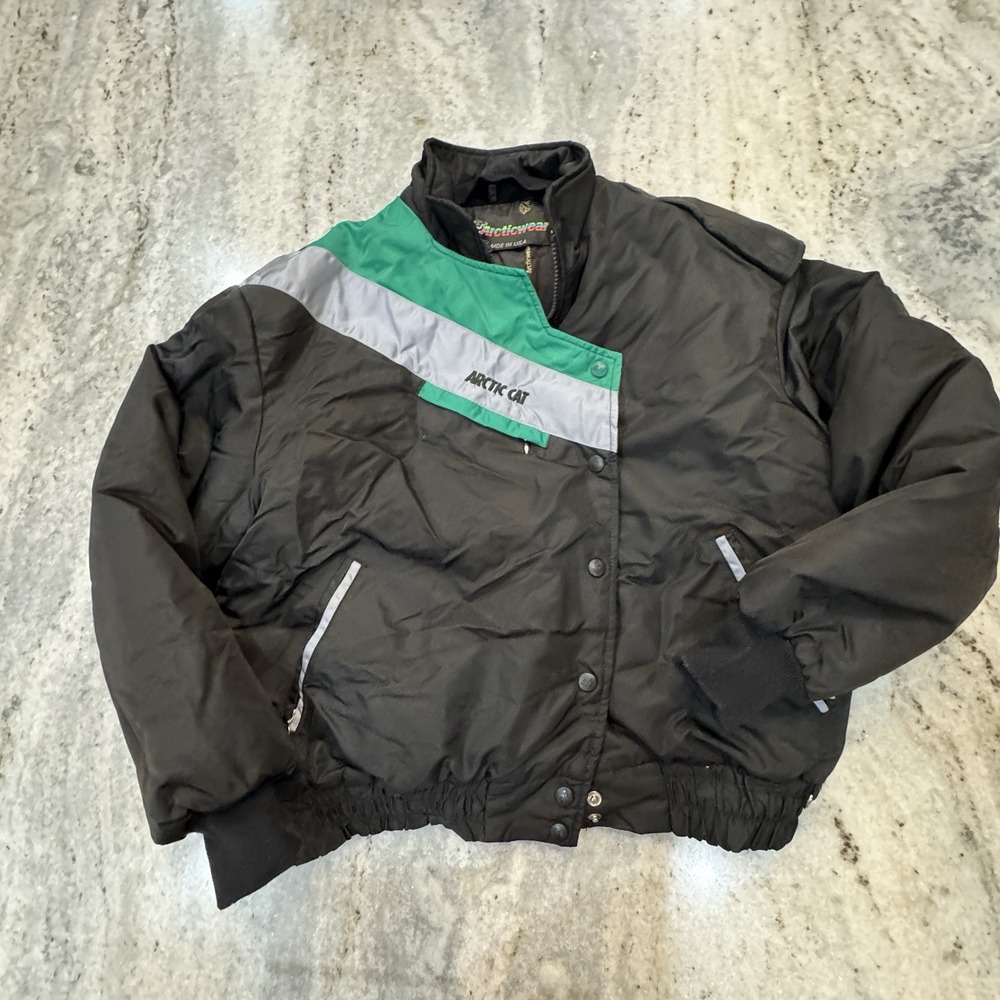 Arctic Cat Youth XL Full Zip Jacket Snowmobile Kids Ski Wear Winter Black Green